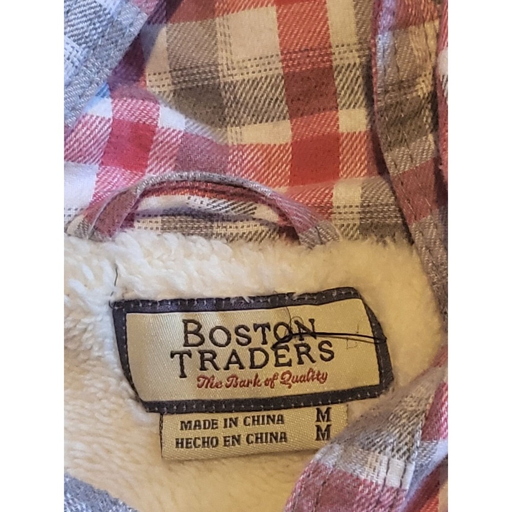 Boston Traders Men's Plaid Hooded Flannel Shirt Jacket Sherpa Lined Sz M Shacket - Picture 5 of 5